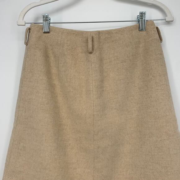 Vintage JAEGER London A-Line Skirt WOOL CAMELHAIR 8 / 26 Waist Neutral Career - Picture 2 of 7